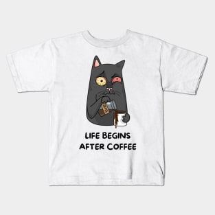 Life Begins After Coffee Kids T-Shirt